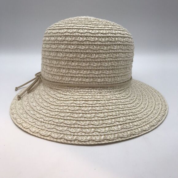 Nine West Face Framer Straw Sun Hat Women's OSFM Scallop Packable Vacation Beach - Picture 4 of 10